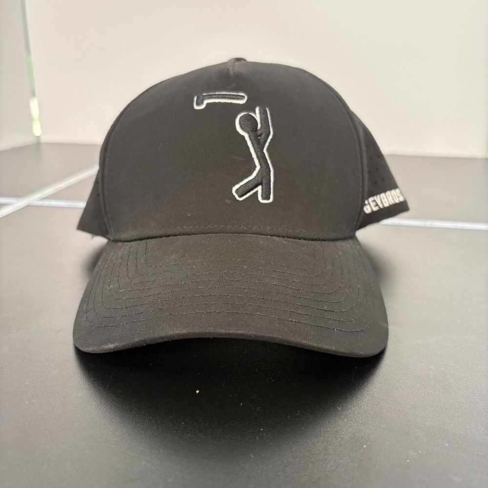 Bogey‎ Bros Mens Golf Hat OSFA Black Perforated Snapback Embroidered Logo Cap